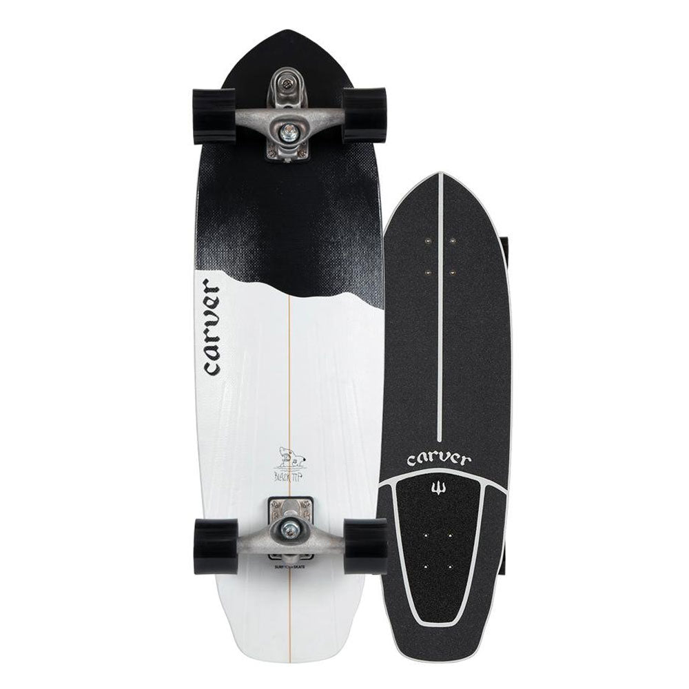 Carver 32.5&quot; Black Tip Surfskate Skateboard - Skymonster Watersports
